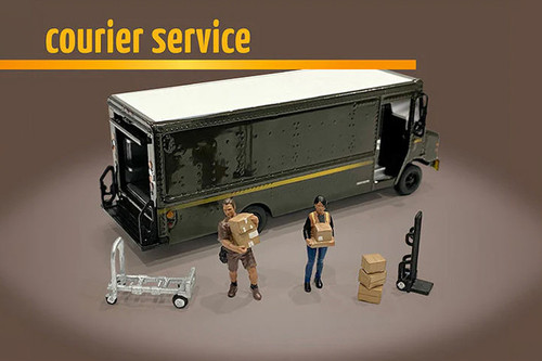 Courier Service Figure Set, Multi- - American Diorama AD-76495MJ - 1/64 Scale Diorama Accessory