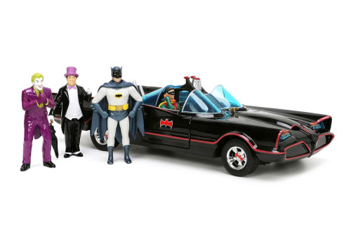 1966 Batmobile Classic TV Series w/Batman, Robin &Villians-Jada