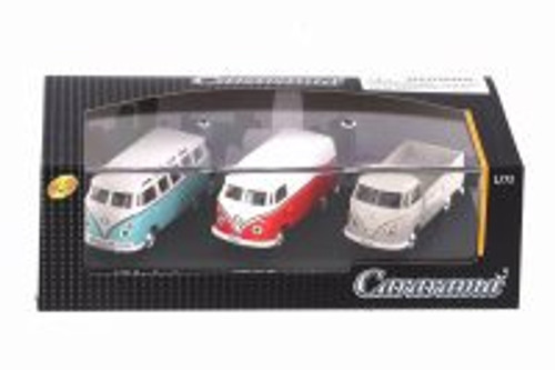 Volkswagen Bus, T1 Transporter, T1 Pickup 3 Car Set, Asstd - Cararama 71313M - 1/72 scale Diecast Model Toy Car