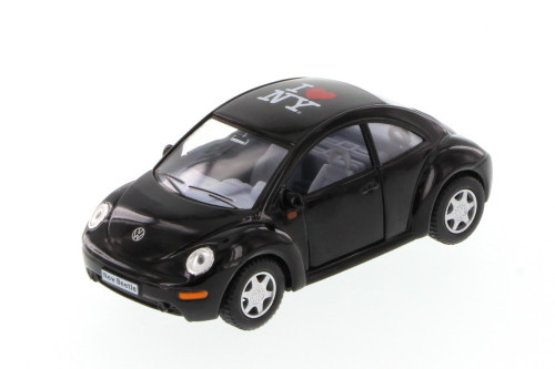 I Love New York Volkswagen New Beetle Hard Top, Black - Kinsmart 5028D-ILNY - 1/32 Scale Diecast Model Toy Car