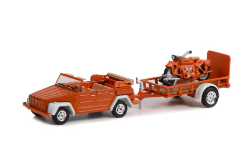 1973 Volkswagen Type 181 & 1920 Indian Scout w/Trailer - Greenlight 32260C - 1/64 scale Diecast Car