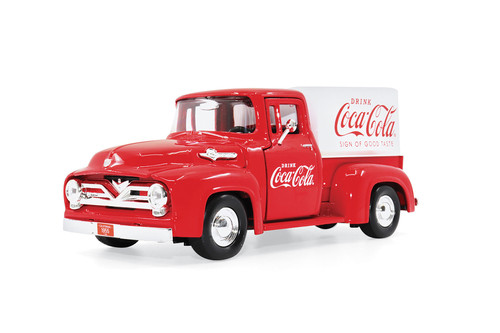 1955 Ford F-100 Pickup with Canopy, Coca-Cola - Motor City Classics 424050 - 1/24 Scale Diecast Car