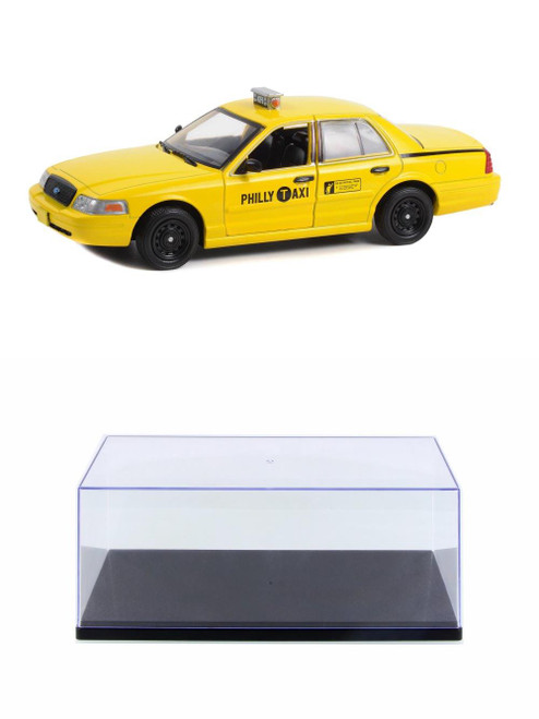 Diecast Car w/Display Case - 1999 Ford Crown Victoria Philly Taxi, Creed - Greenlight 84173 - 1/24 Scale Diecast Model Toy Car