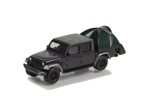 2021 Jeep Gladiator High Altitude w/Bed Tent, Black - Greenlight 38030E/48 - 1/64 Scale Diecast Car