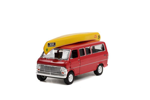 1969 Ford Wagon Van with Canoe on Roof, Red - Greenlight 38020D/48 - 1/64 scale Diecast Car