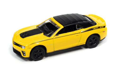 2013 Chevy Camaro ZL1, Yellow - Johnny Lightning JLMC030/48B - 1/64 Scale Diecast Model Toy Car