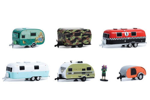 Greenlight Hitched Homes Series 13 Diecast Car Set - Box of 6 assorted 1/64 Scale Diecast Model Cars