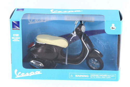 Vespa Primavera, Black - New Ray 57553S - 1/12 Scale Diecast Model Toy Car