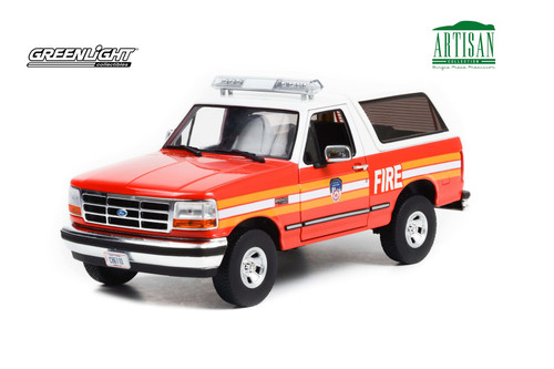 FDNY 1996 Ford Bronco, Red /White - Greenlight 19118 - 1/18 Scale