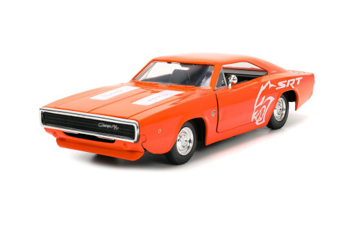 1968 Dodge Charger R/T SRT, Orange - Jada Toys 34197 - 1/24 Scale Diecast Model Toy Car