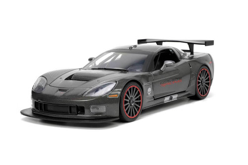 2005 Chevy Corvette C6-R, Dark Gray - Jada Toys 34117 - 1/24 Scale Diecast Model Toy Car