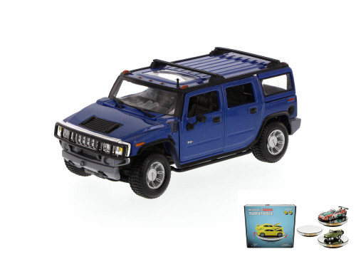 Diecast Car w/Rotary Turntable - Hummer H2 SUV, Blue - Maisto 34231 -1/27 Scale Diecast Car