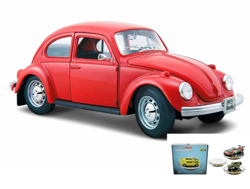 Diecast Car w/Rotary Turntable - Volkswagen Beetle, Red - Maisto 31926R - 1/24 Scale Diecast Car