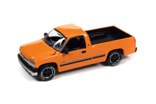 2002 Chevy Silverado, Orange - Johnny Lightning JLSP281/24A - 1/64 Scale Diecast Model Toy Car