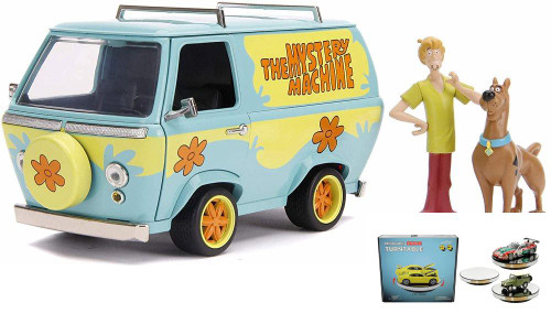 Diecast Car w/Display Turntable - Scooby-Doo Mystery Machine w/Shaggy & Scooby - 1/24 Diecast Car