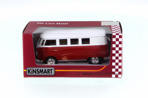 1962 Volkswagen Classic Bus, Red - Kinsmart 5060W - 1/32 Scale Diecast Model Toy Car