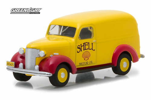 1939 Chevy Panel Truck Shell Oil, Yellow w/ Red - Greenlight 41040