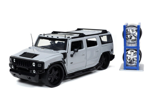 2003 Hummer H2 w/Extra Wheels, Gray - Jada Toys 32310 - 1/24 Scale