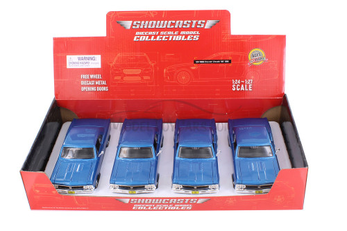 1966 Chevy Chevelle SS 396 Hardtop, Blue - Showcasts 37960 - 1/24 Scale Set of 4 Diecast Model Cars