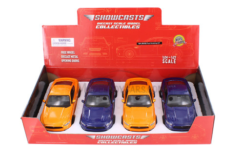 2015 Ford Mustang Hardtop, Orange & Blue - Showcasts 37508 - 1/24 Scale Set of 4 Diecast Model Cars