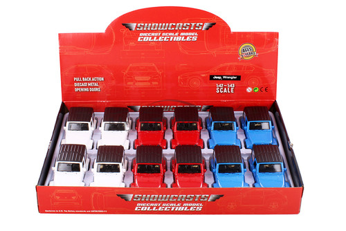 Jeep Wrangler, Blue, White & Red - Showcasts 67425D - 1/43 Scale Set of 12 Diecast Model Toy Cars