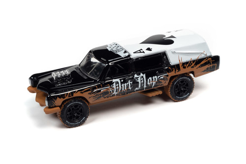 Custom Haulin' Hearse, Gloss Black w/Mud - Johnny Lightning JLSF024/48A - 1/64 Scale Model Toy Car