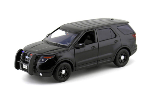 2015 Ford PI Utility Interceptor Police Car Plain, Black - Showcasts 73543 - 1/18 Scale Diecast Car