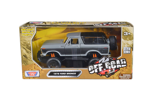 1978 Ford Bronco, Gray w/Black Accents - Motor Max 79148 - 1/24 Scale Diecast Model Toy Car