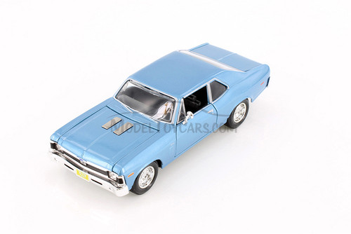 1970 Chevy Nova SS Hardtop, Blue - Showcasts 37262 - 1/24 Scale Diecast Model Toy Car