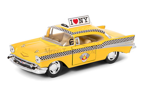 I Love New York 1957 Yellow Chevy Bel Air Taxicab - Showcasts 5360D-ILNY - 1/40 Scale Model Toy Car