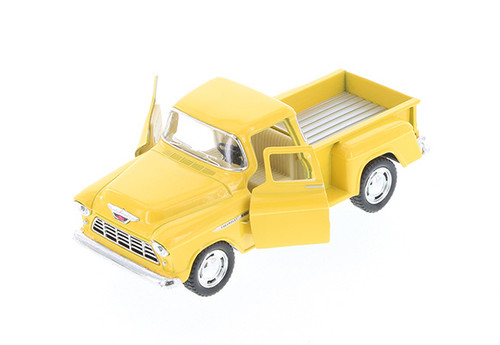 1955 Chevy Stepside Pickup Truck, Yellow - Kinsmart 5330/5D - 1/32 Scale Diecast Model Toy Car