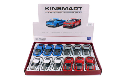 2024 Ford Mustang Dark Horse Hardtop, Assorted Colors - Kinsmart 5455D - 1/38 Scale Set of 12 Cars