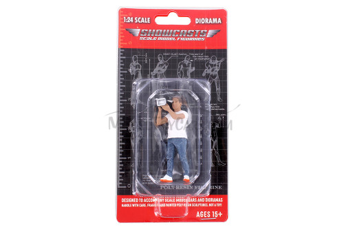 On Air Figure 3, Camera Guy 2, White /Blue - Showcasts AD-24403 - 1/24 Scale Diorama Figurine