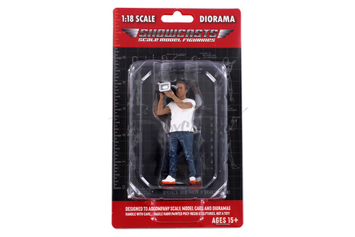 On Air Figure 3, Camera Guy 2, White /Blue - Showcasts AD-18403 - 1/18 Scale Diorama Figurine