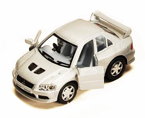 Funny Collection Mitsubishi Lancer, Silver - Kinsmart 4008 - 3.75 Inch Scale Diecast Model Replica