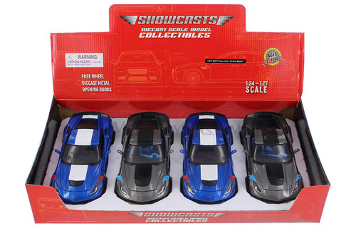 2017 Chevy Corvette Grand Sport Hardtop, Blue & Gray - Showcasts 37516 - 1/24 Scale Set of 4 Cars
