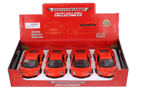 Lamborghini Aventador Coupe, Orange - Showcasts 37210 - 1/24 Scale Set of 4 Diecast Model Toy Cars