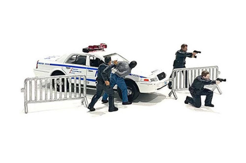 Police Line Figure Set, Multi- - American Diorama 76493MJ - 1/64 scale Figurine - Diorama Accessory