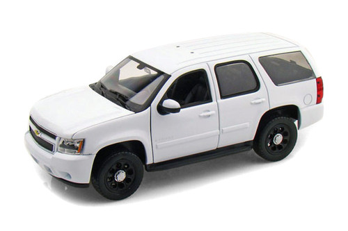 2009 Chevy Tahoe SUV Police Car, White - Welly 22509WEP-FCB - 1/24 Scale Diecast Model Toy Car