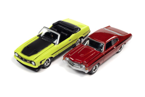 1972 Ford Mustang Convertible and 1972 Chevy Chevelle SS Heavy Chevy, Multi- - Johnny Lightning JLSP242/24A - 1/64 scale Diecast Model Toy Car