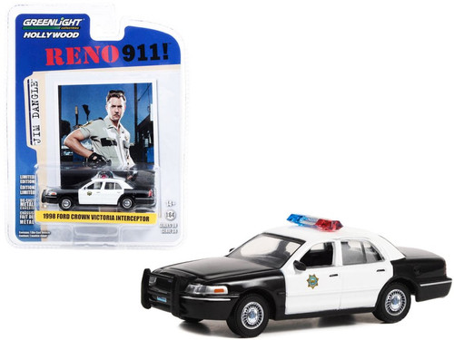 1998 Ford Crown Victoria Police Interceptor, Reno 911! - Greenlight 44980B - 1/64 Scale Diecast Car