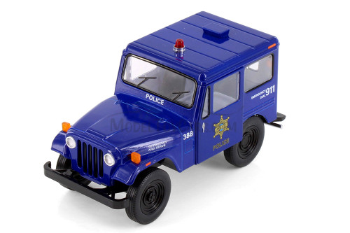 1971 Jeep DJ-5B Police Edition, Blue - Kinsmart 5433DPR - 1/26 Scale Diecast Model Toy Car