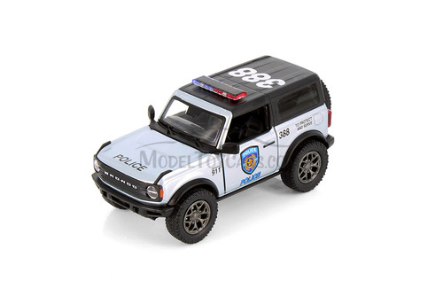 2022 Ford Bronco Police, Silver - Kinsmart 5438DPR - 1/34 Scale Diecast Model Toy Car