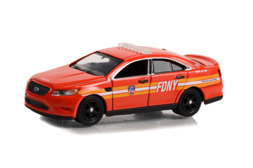 FDNY 2016 Ford Police Interceptor Sedan, Red - Greenlight 67040C/48 - 1/64 Scale Diecast Car