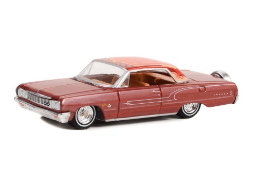 1964 Chevy Impala Lowrider, Copper Red - Greenlight 63030B/48 - 1/64 Scale Diecast Car