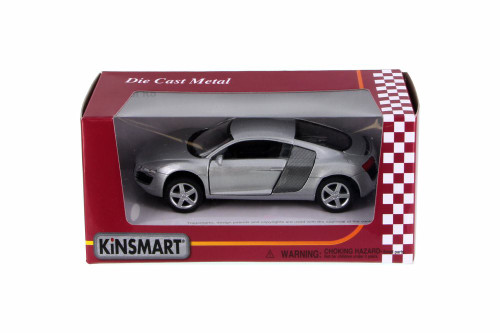 Audi R8, Silver - Kinsmart 5315WSV - 1/36 Scale Diecast Model Toy Car
