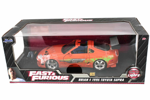 1995 Toyota Supra w/Lights & Brian Figurine , Fast & Furious - R-22966 - 1/18 Diecast Car