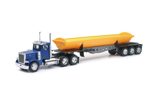 Peterbilt 379 Side Dump Truck, Blue /Yellow - New Ray SS-10553 - 1/32 Scale Diecast Model Toy Car