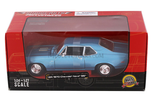 1970 Chevy Nova SS Hardtop, Blue - Showcasts 38262BU - 1/24 Scale Diecast Model Toy Car