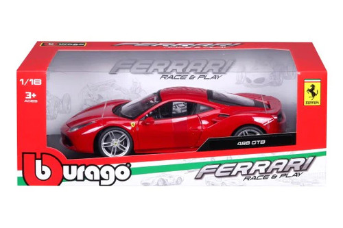 Ferrari 488 GTB Hardtop, Red - Bburago 16008R - 1/18 Scale Diecast